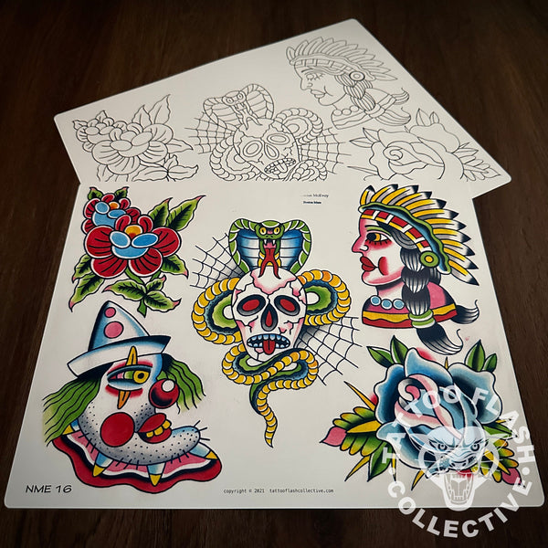 Nicholas McEvoy Digital Tattoo Flash #16-#18 - tattooflashcollective
