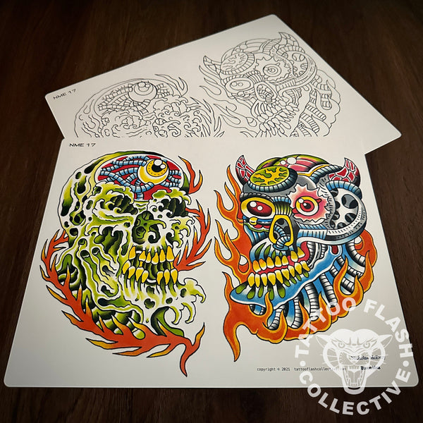 Nicholas McEvoy Digital Tattoo Flash #16-#18 - tattooflashcollective