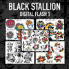 Black Stallion 5 page Digital Flash #95-#99 - tattooflashcollective