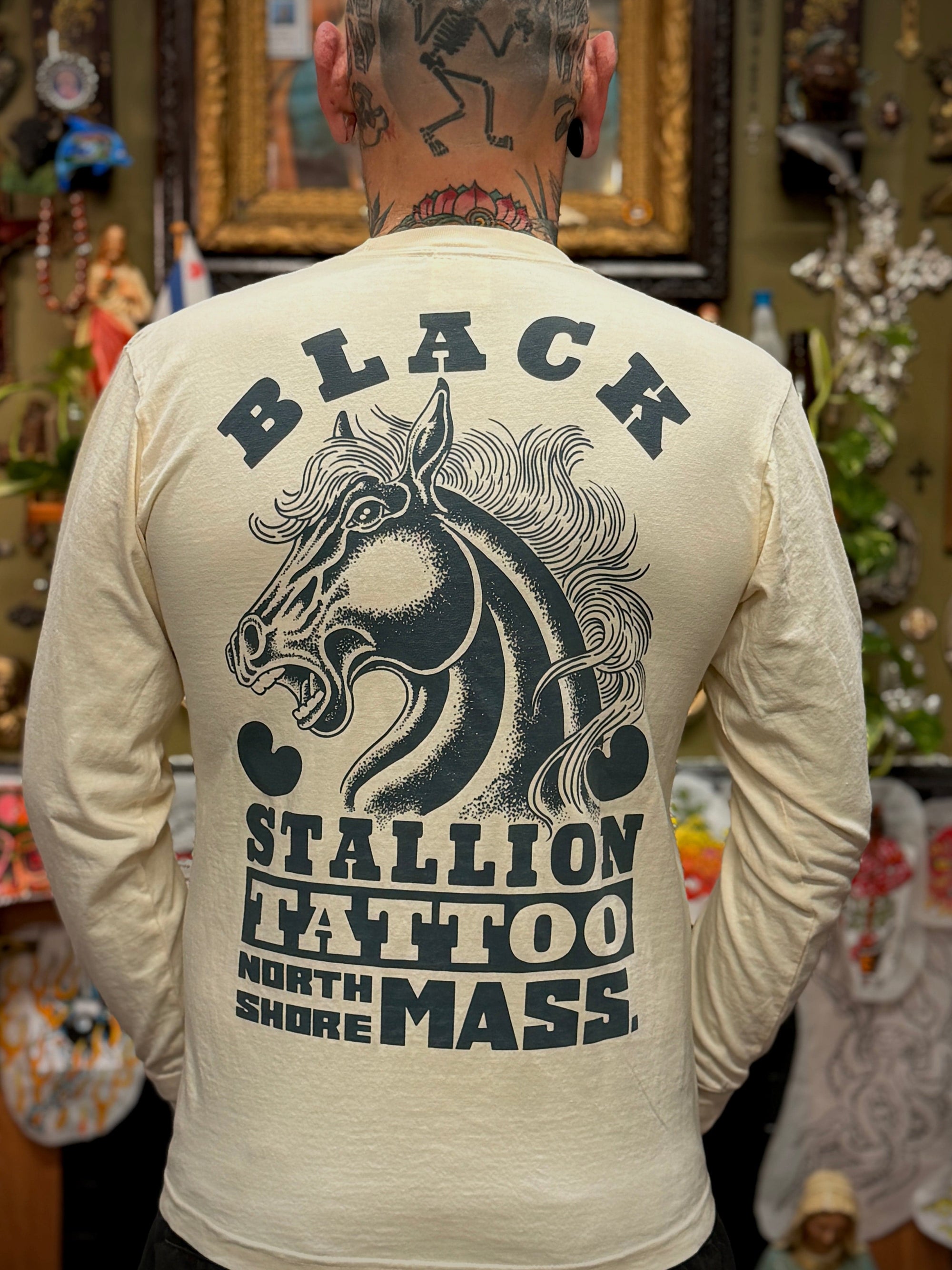 Black Stallion Tattoo Black Stallion Long sleeve shirt -Ivory