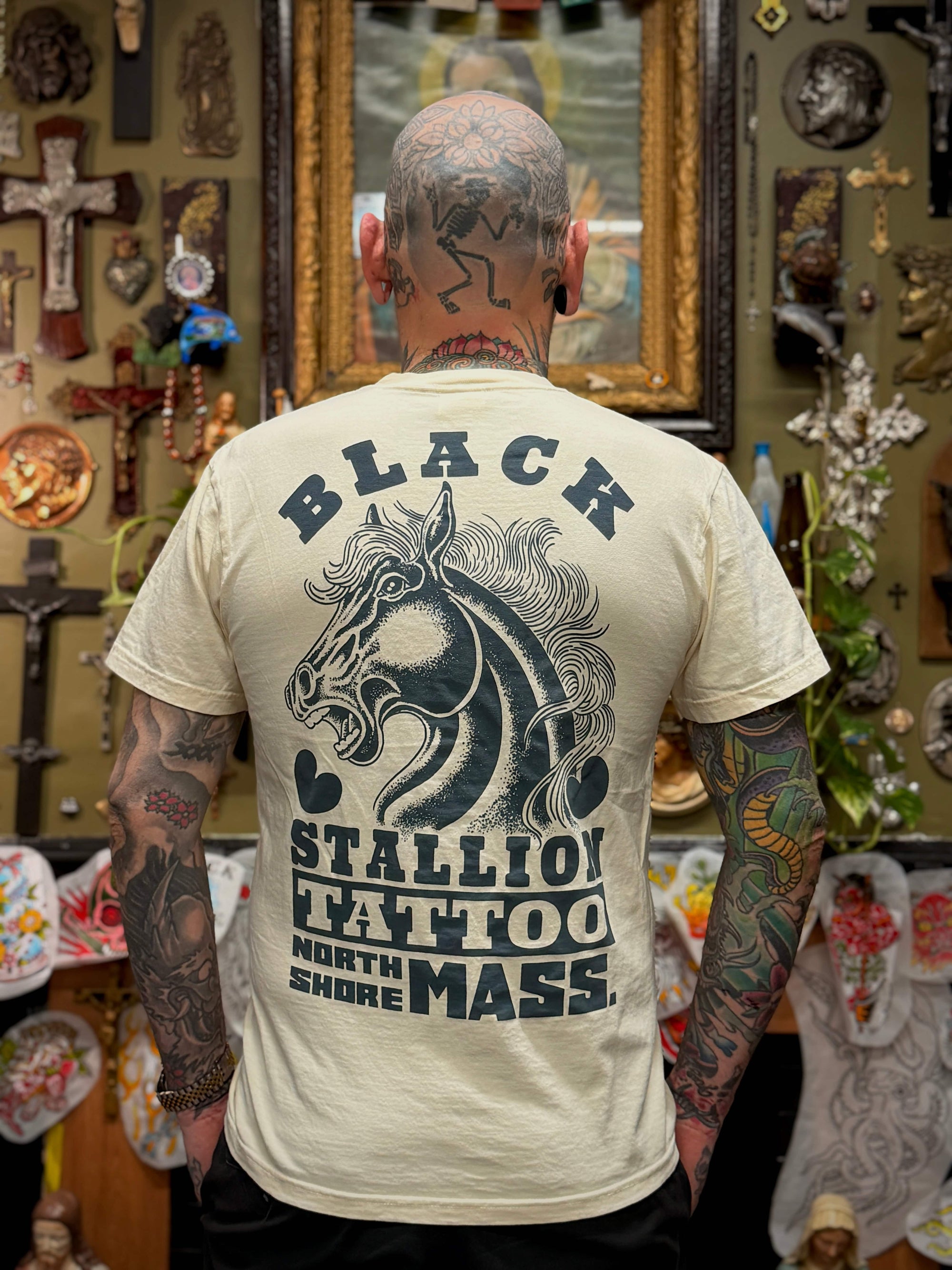 Black Stallion Tattoo Black Stallion T-shirt Ivory