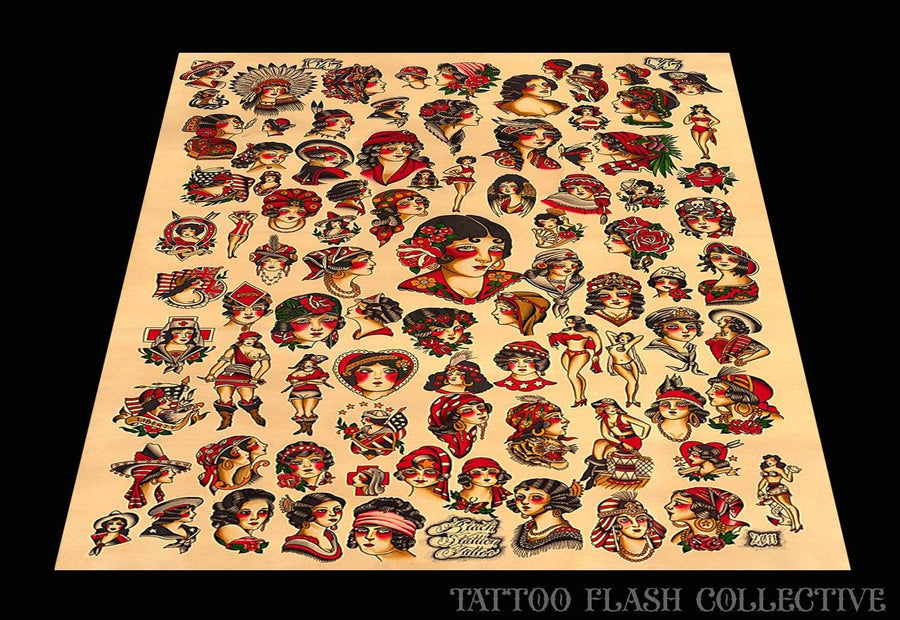 Black Stallion Girls Girls Girls Canvas 40"x60" - tattooflashcollective