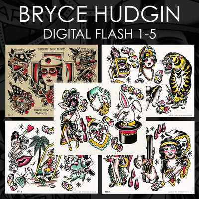 Bryce Hudgin 5 page Digital Flash #1-#5 - tattooflashcollective
