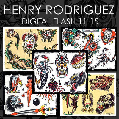 Henry Rodriguez 5 page Digital Flash #11-#15 - tattooflashcollective