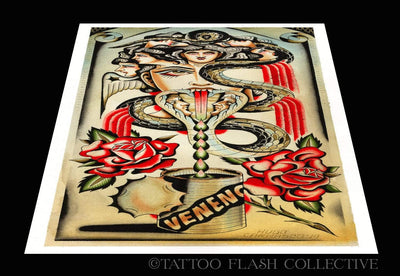 Hugo Carrasco Print#4- 10"x20" - tattooflashcollective