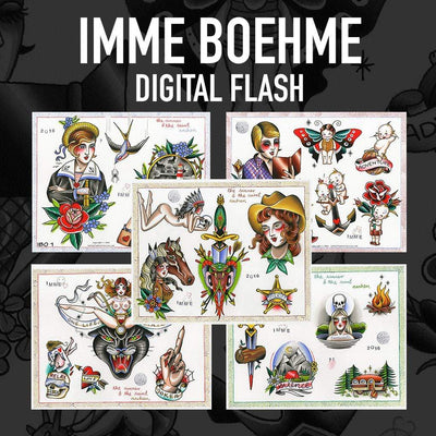 Imme Boehme 5 page Digital Flash #1-#5 - tattooflashcollective