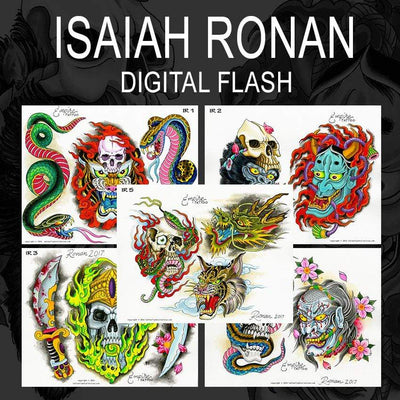 Isaiah Ronan 5 page Digital Flash #1-#5 - tattooflashcollective