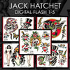 Jack Hatchet 5 page Digital Flash #1-#5 - tattooflashcollective