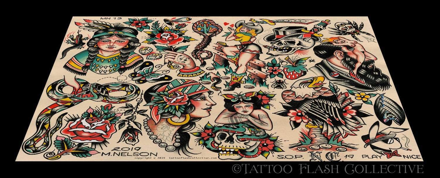 Matt Nelson #13 16"x20" flash - tattooflashcollective
