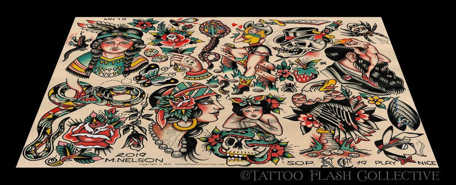 Matt Nelson #13 16"x20" flash - tattooflashcollective