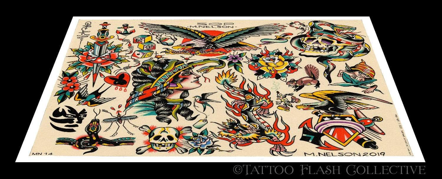 Matt Nelson #14 16"x20" flash - tattooflashcollective
