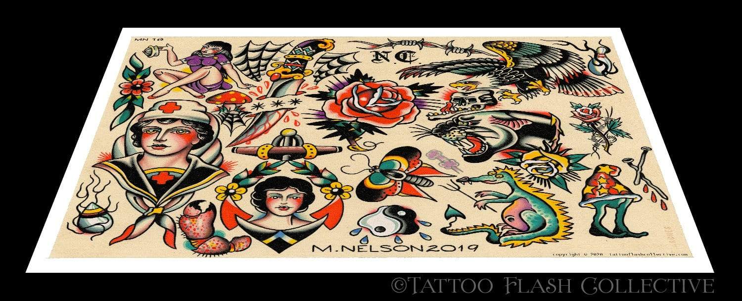 Matt Nelson #16 16"x20" flash - tattooflashcollective