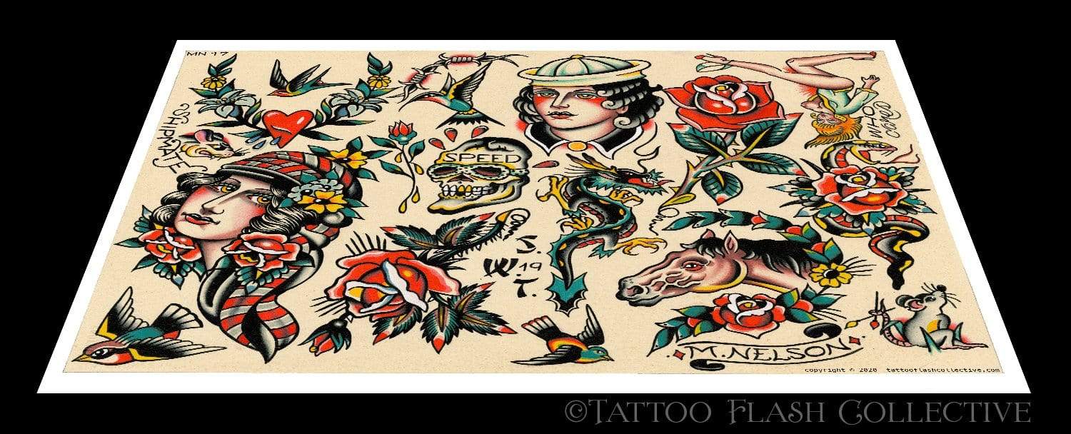 Matt Nelson #17 16"x20" flash - tattooflashcollective