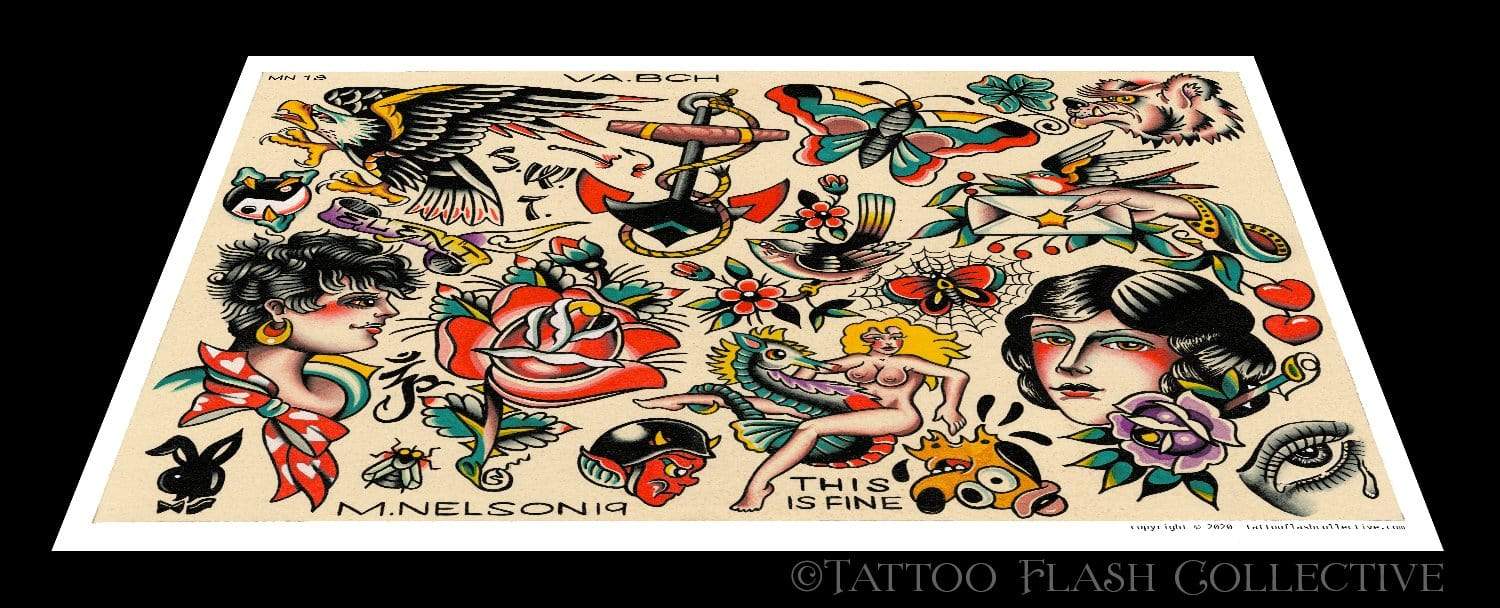 Matt Nelson #18 16"x20" flash - tattooflashcollective