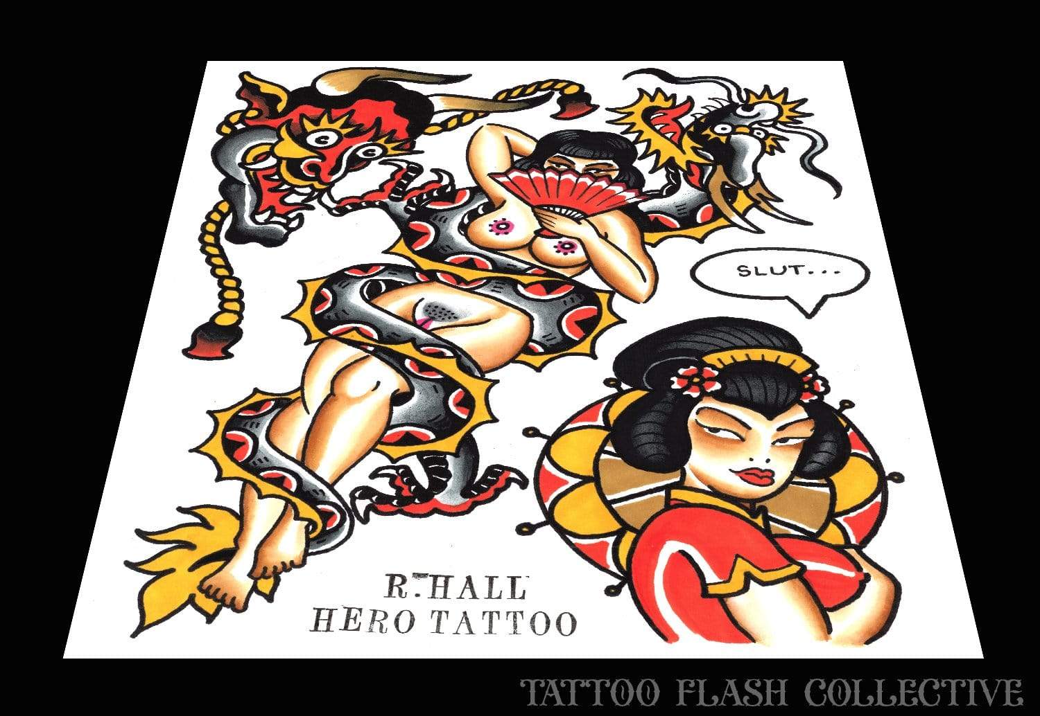 Randy Hall Print#2 9"x12" - tattooflashcollective