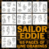 Sailor Eddie Books Sailor Eddie line drawings