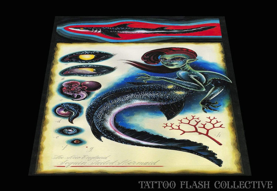 Victor Kensinger Mermaid Print 15"x27" - tattooflashcollective